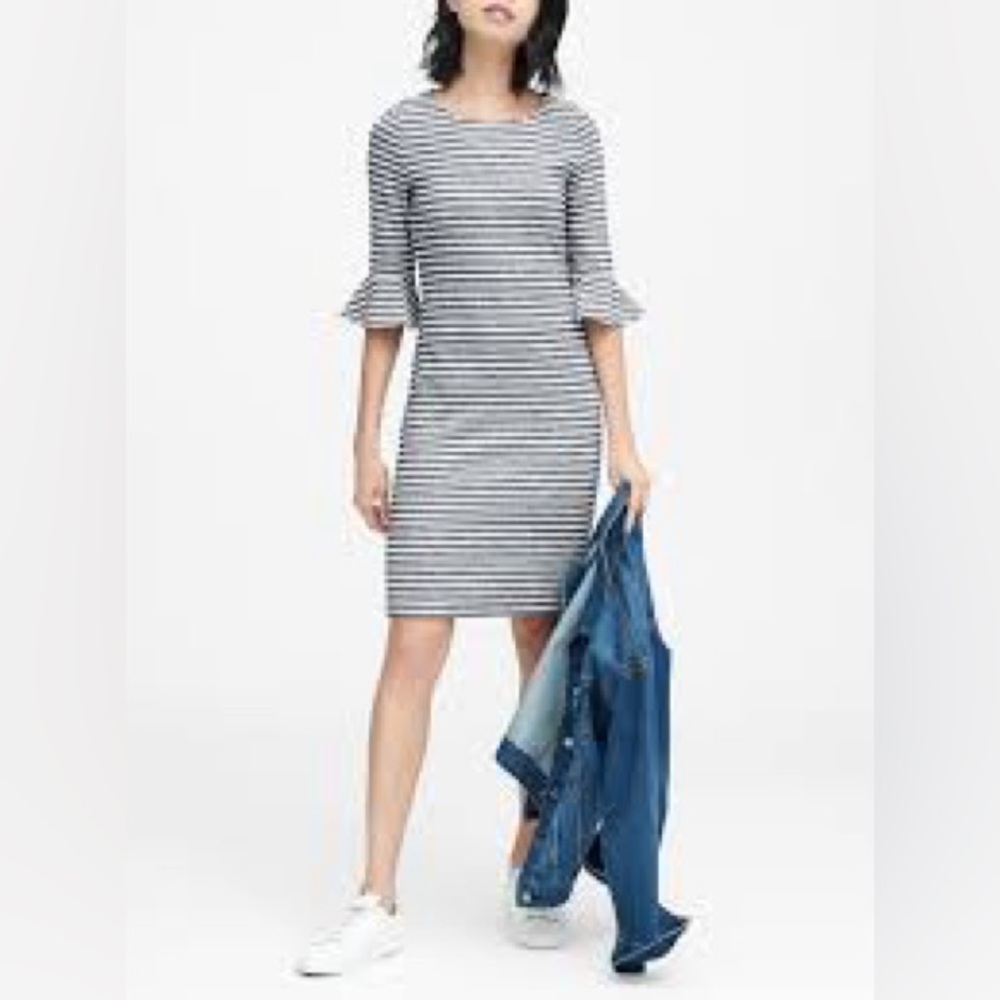 Banana Republic Long Sleeved Striped Ruffle Sweater Dress. Size 6